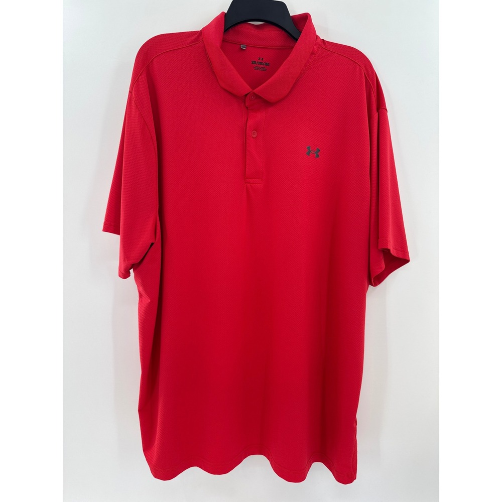 Under Armour Mens 3XL Red Performance‎ Polo Shirt Short Sleeve Golf Top HeatGear